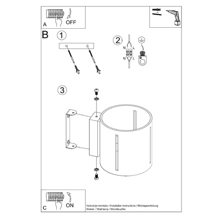Lampa Ścienna Kinkiet Tuba G9 Cylindryczna Czarna Nowoczesna Inez Sollux