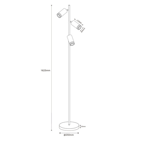 Lampa Podłogowa Stojąca 3x GU10 Czarna ROMA Sanico Goldlux