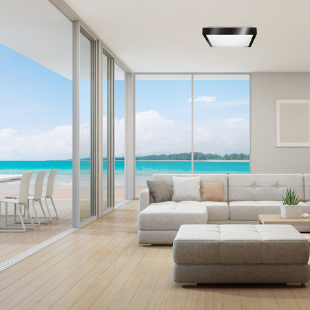 Plafon LED Lampa Sufitowa 41cm 2x E27 Czarna Kwadratowa + 2x Żarówka LED 10W 6000K Lumiled