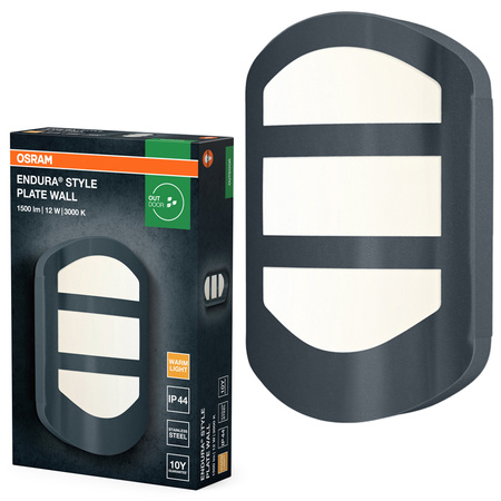 Kinkiet Ogrodowy Lampa Elewacyjna Zewnętrzna LED 12W 600lm 3000K Ciepła Szary IP44 Endura Osram
