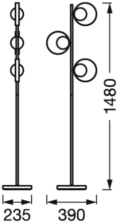 Lampa Podłogowa Dekoracyjnna Stojąca Oprawa Oświetleniowa 3xG9 Wolnostojąca Czarna LEDVANCE