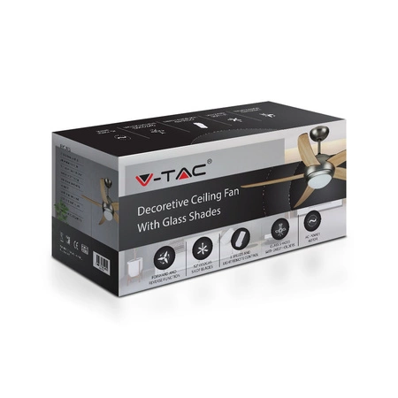 Wentylator sufitowy 60W Ze źródłem światła 2xE27 i pilotem RF 5 ramion VT-6053-5 V-TAC