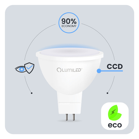 10x Żarówka LED GU5.3 Reflektor MR16 6W = 50W 580lm 6500K Zimna 120° LUMILED