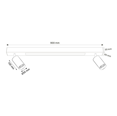 Lampa Sufitowa 2x GU10 + LED 4000K Czarna PARIS Sanico Goldlux