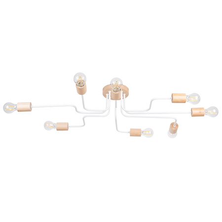 Lampa Sufitowa Żyrandol 8x E27 Naturalne Drewno Biała Timbo Peach Puff SL.1667 Sollux