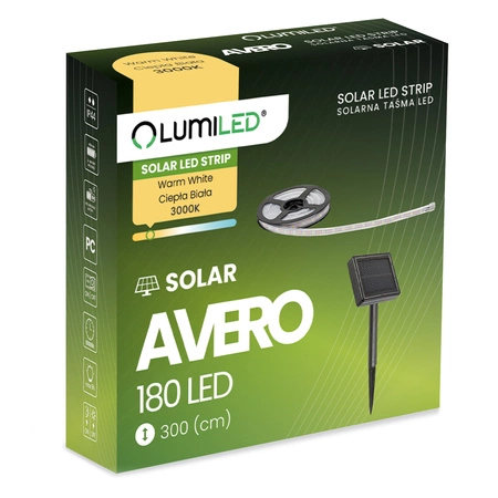 Taśma LED Solarna Pasek 180x LED 3000K Ciepła IP44 3m AVERO LUMILED