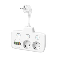 Rozgałęźnik KOBI LINEA FL 2x230V Uziemienie 3 Wyłączniki 4xUSB Biały