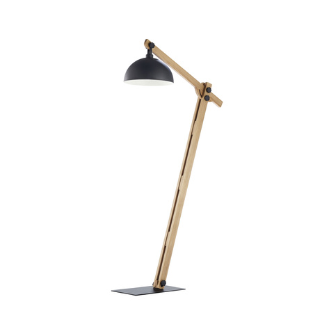 Lampa Podłogowa Stojąca OSLO Czarna Drewniana Industrialna E27 5023 TK Lighting