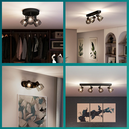 Lampa Ścienna Sufitowa Kinkiet E14 LED Czarna Sleet Philips