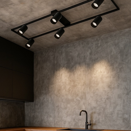 Żyrandol Lampa Oprawa Sufitowa Dekoracyjny 6x GU10 Czarny Masterled