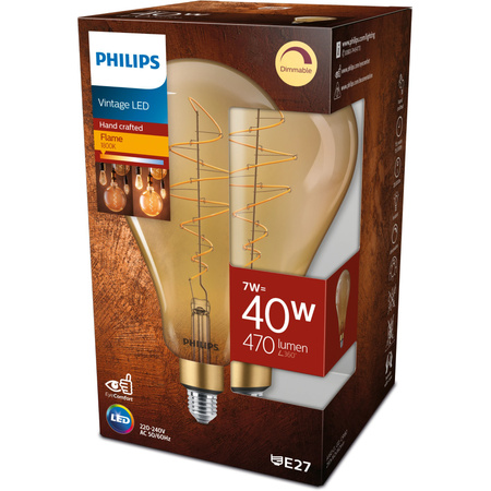 Żarówka LED E27 A160 7W = 40W 470lm 1800K Ciepła 330° FILAMENT Vintage Bursztynowa Ściemnialna Decorative Philips