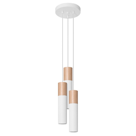Lampa Sufitowa Wisząca Zwis 3x GU10 Tubularna Naturalne Drewno Nowoczesna Pablo Sollux