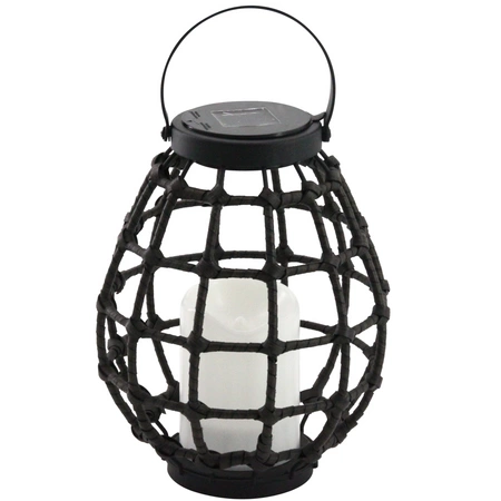 Lampa Solarna LED lampion Ogrodowa Wisząca Latarenka 23cm IP44 czarna metal