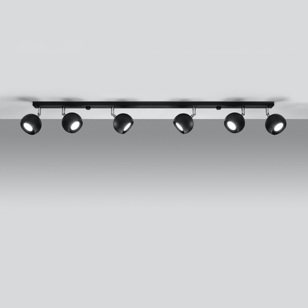 Lampa Sufitowa Oprawa Natynkowa Reflektor 6x GU10 Ruchoma Minimalistyczna Kulista Czarna Nowoczesna Oculare Sollux
