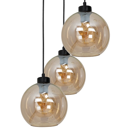 Lampa wisząca SOFIA 3xE27 MLP6584 Bursztynowy Klosz Kula Milagro Metal + Szkło