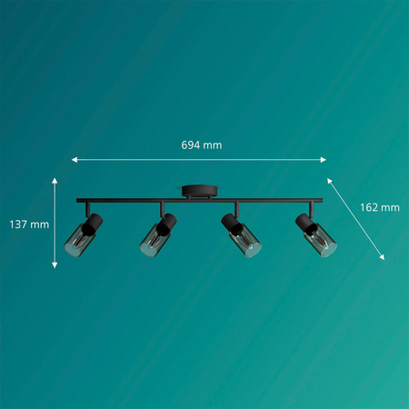 Lampa Sufitowa Reflektor 4x E14 Czarna Palms Philips
