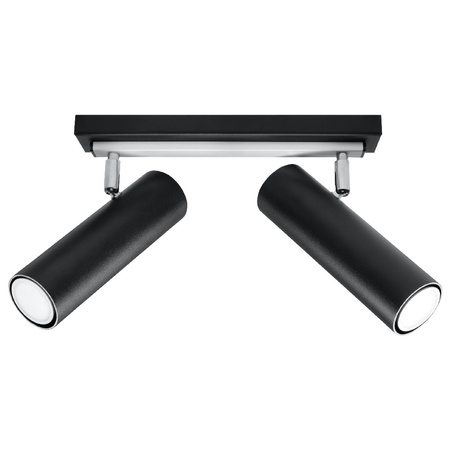 Lampa Sufitowa Oprawa Natynkowa SPOT TUBA Reflektor 2x GU10 Ruchoma Tubularna Czarna Nowoczesna Direzione Sollux