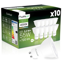 10x Żarówka LED GU10 Reflektor PAR16 5,2W = 55W 720LM 4000K Neutralna 38° LUMILED