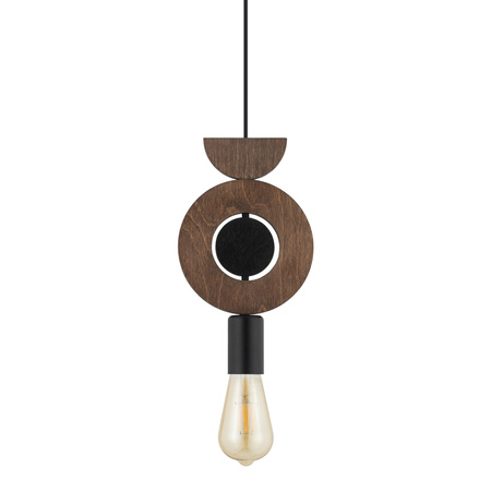 Lampa Sufitowa Wisząca E27 Czarna Drewno Skandynawska DROPS WOOD D 11176 Nowodvorski