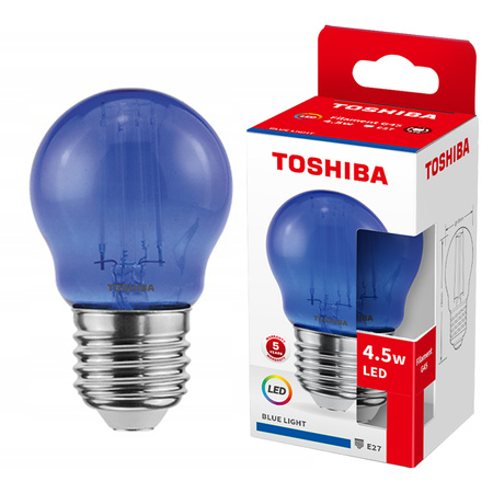 Żarówka LED E27 G45 4,5W = 40W Niebieska Filament TOSHIBA