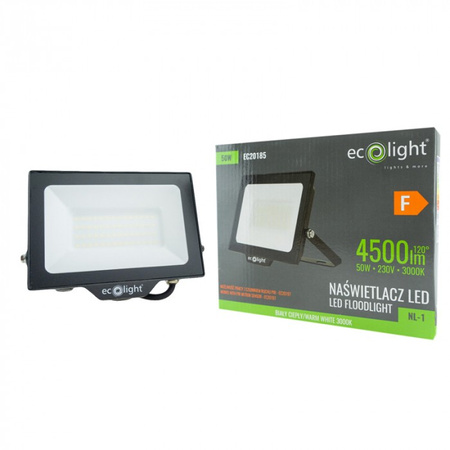 Naświetlacz LED Lampa Reflektor 50W 4500lm 3000K Ciepła IP65 NL-1 Ecolight
