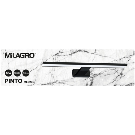 Lampa Ścienna Kinkiet PINTO Czarna 12W LED 50cm Milagro