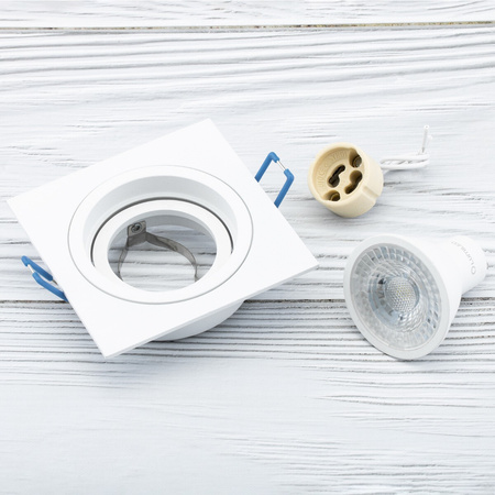 Oprawa HALOGENOWA Podtynkowa Ruchoma GU10 MR16 Kwadrat Biała CASSIO LUMILED