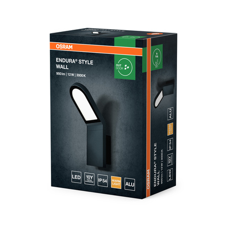 Kinkiet Ogrodowy Lampa Elewacyjna Zewnętrzna LED 12W 740lm 3000K Ciepła Szary IP44 Endura Osram