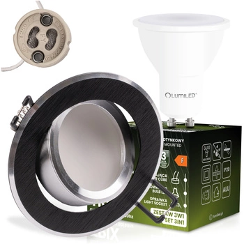 Oprawa Halogenowa Podtynkowa Okrągła Ruchoma TRIX 3w1 GU10 6W 4000K Czarny LUMILED