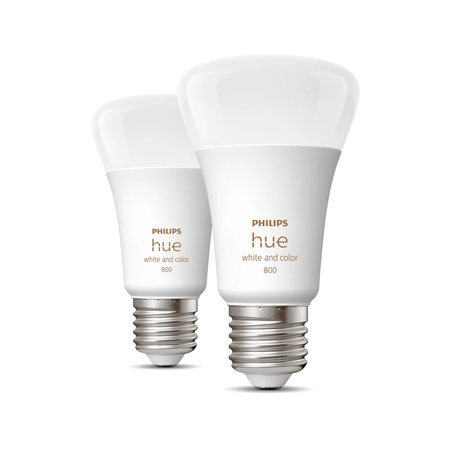 2x Żarówka LED E27 A60 9W = 60W 806lm 2000-6500K CCT + RGB SMART Inteligentna Bluetooth ZigBee White and Color Ambiance Philips HUE