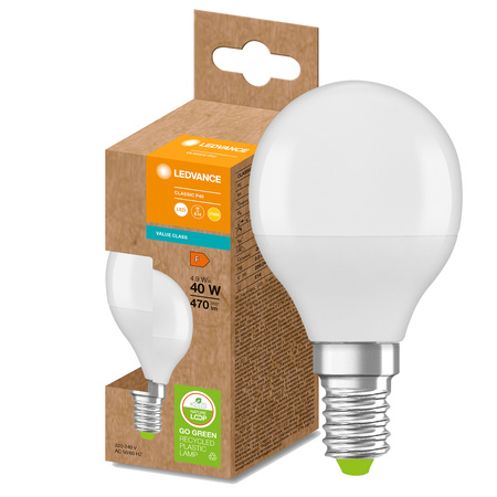 Żarówka LED PCR E14 P45 4.9W = 40W 470lm 2700K 200° Eco Recykling Ciepła LEDVANCE