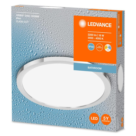 Plafon LED Lampa Łazienkowa Oprawa Sufitowa 18W IP44 CCT 3000K-4000K Chrom LEDVANCE