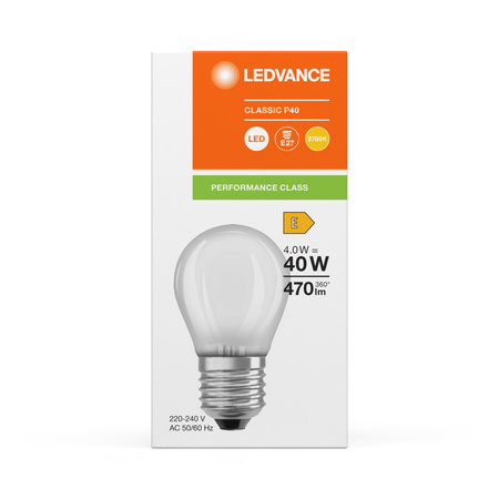 Żarówka LED P45 E27 4W = 40W 470lm 2700K Ciepła Biała FILAMENT LEDVANCE