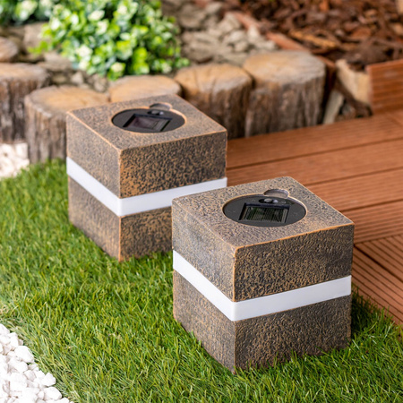 Lampa Solarna LED Zewnętrzna Ogrodowa Stojąca Kamień 3000K IP44 12cm Czujnik Zmierzchu