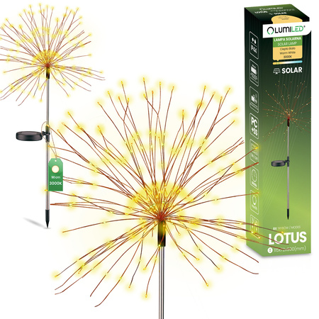 Lampa Solarna Ogrodowa LED LOTUS Wbijana Dekoracyjna Dmuchawiec Fajerwerki 3000K LUMILED