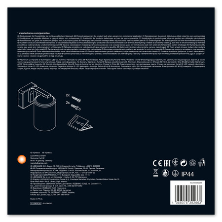 Lampa Ogrodowa Zewnętrzna Kinkiet Elewacyjny LED E27 IP43 Czarny Endura Ledvance