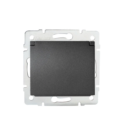 Gniazdo Sieciowe Zasilające Pojedyncze 16A Uziemienie IP44 Kwadratowe Grafitowe LOGI Kanlux
