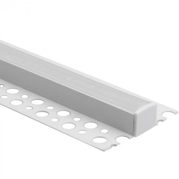 Profil Aluminiowy Natynkowy Biały do LED do Płyt KARTON / GIPS 2m z Mroźnym Kloszem i Zaślepkami Ecolight