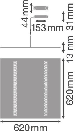 Panel LED Oprawa Biurowa Lampa Sufitowa 33W 4000lm 4000K Neutralna Ściemnialna Podtynkowa Natynkowa Biały 62x62cm UGR16 IndiviLED® Ledvance