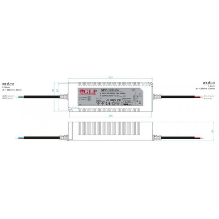 Zasilacz stałonapięciowy LED GPV-120W 24V/5A napięciowy hermetyczny IP67 wodoszczelny