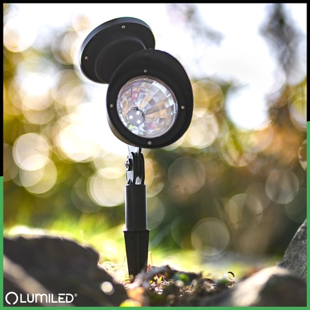 3x Lampa Ogrodowa LED Solarna Wbijana Czarna Kierunkowa OGA Reflektor IP44 6500K LUMILED