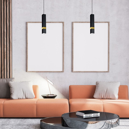 Lampa wisząca Tuba Zwis VIDAR Czarny + złoty 1x GU10 Milagro Metal Styl nowoczesny