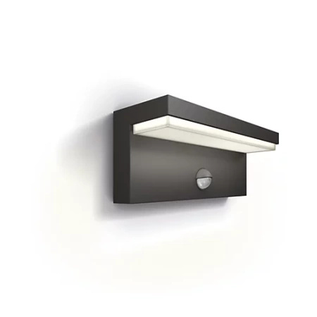 Lampa Ogrodowa LED Kinkiet Elewacyjny BUSTAN 3,8W Czujnik Ruchu 4000K Neutralna IP44 Antracyt PHILIPS
