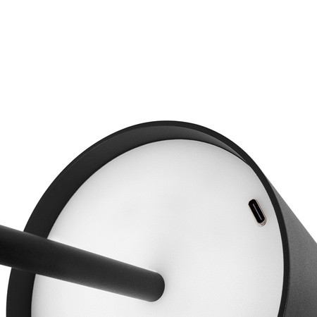 Lampka Biurkowa Stołowa LED 3W 200lm 4000K Neutralna Akumulatorowa Szkolna Nocna Ściemnialna Włącznik On/Off Czarna Solio Masterled