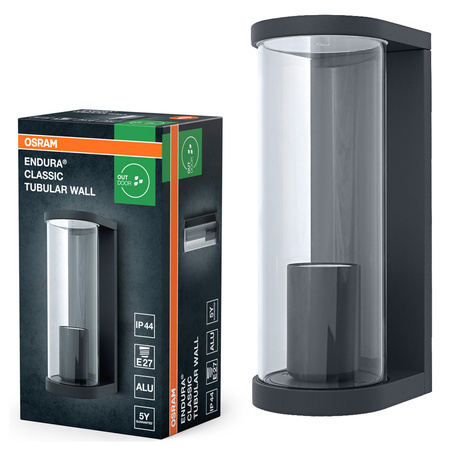Kinkiet Ogrodowy Lampa Elewacyjna Zewnętrzna E27 Szary IP44 Endura Osram