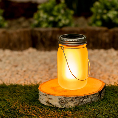 Lampion Ogrodowa LED Solarna Dekoracyjna Słoik Płomień 13cm