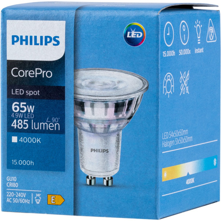 Żarówka LED GU10 4,9W = 65W 485lm 4000K Neutralna 36° PHILIPS