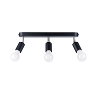 Lampa Sufitowa Listwa Oświetleniowa 3x E27 Tuba Ruchoma Czarna Minimalistyczna Fornes Sollux