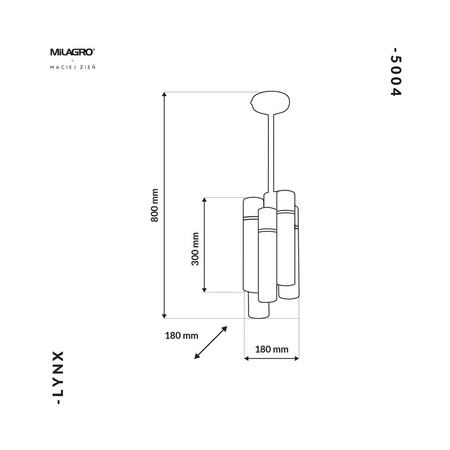 Lampa wisząca LYNX 12xE14 Minimalistyczna Forma Czarna Złota MZ5004 Milagro by Maciej Zień Mosiądz