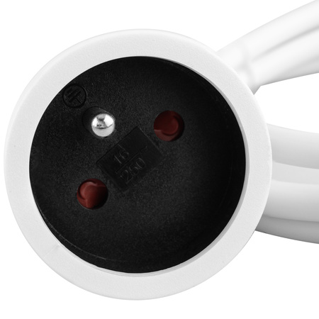 Przedłużacz Sieciowy Kabel z Uziemieniem Listwa Zasilająca 1 Gniazdo 10m Biały Sznur Lendo Lumiled